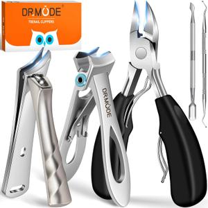 DR. MODE Toenail Clippers for Seniors Thick Toenails, Large Toe Nail Clippers for Men Thick Nails with Wide Opening, Sharp Heavy Duty Ingrown Toenail Clippers Nail Cutter Long Handle with Slanted Curved Blade