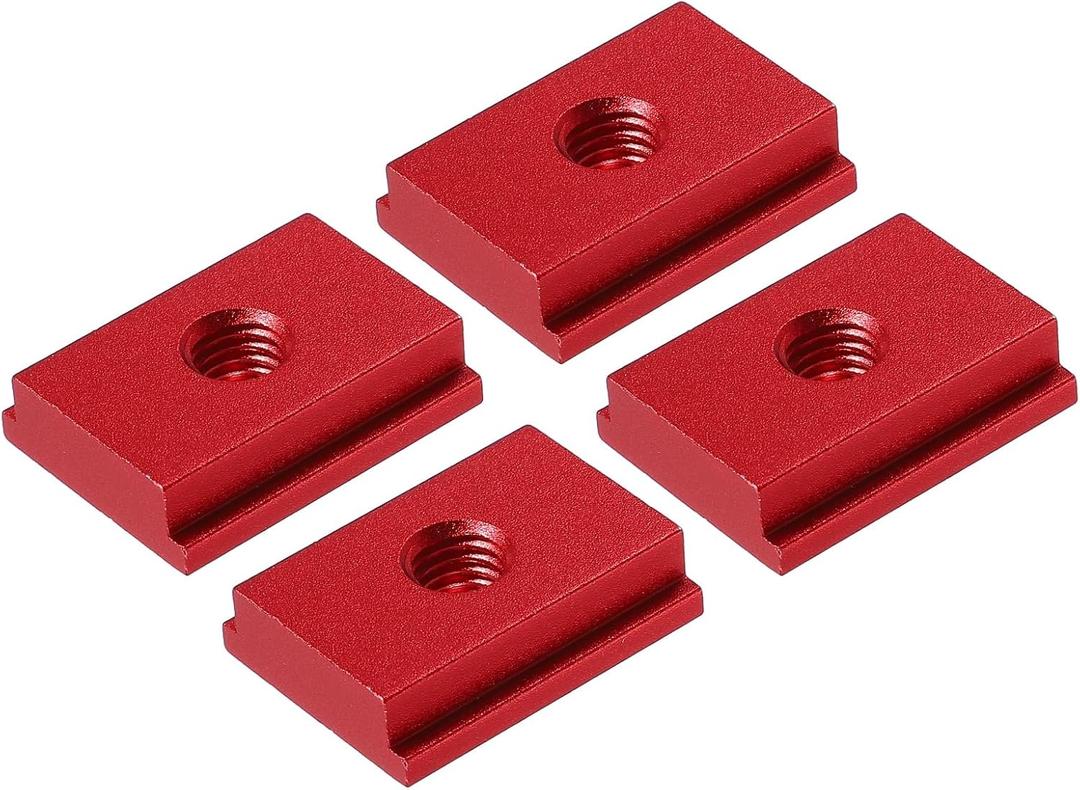 Aluminum t Track (10Pcs, 1.2Inch, M8, Red)- T-Slider for T-Slot Miter Slider, Double-Cut& Pre Drilled Mounting Holes, Apply to Woodworking/Fixtures/Crosscut Sled/Router Table