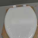 Mayfair Linden Slow Close Toilet Seat, Non Slip Heavy Duty Wood, Easy Install, Elongated, White