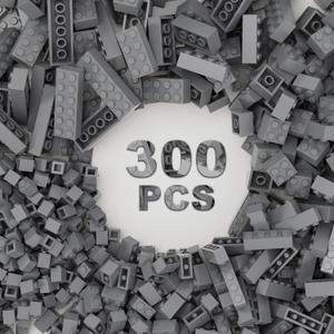 300 Pcs Classic Building Bricks, Light Gray Bulk Bricks, Compatible with Lego and Major Brands Parts and Pieces, Creative Building Block Toys for Boys Girls Ages 6 7 8 9 10 Year Old