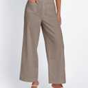 LILLUSORY Womens Linen Pants Wide Leg 2025 Summer Beach Vacation Outfits Clothes Lightweight Capri Capris Trendy Crop Cropped Casual Trousers (Brown)