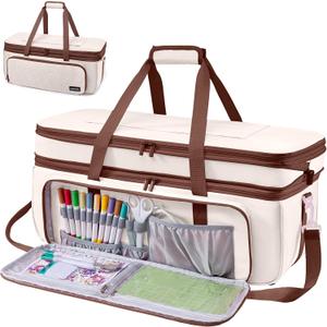 AMOIGEE Expandable Double-Layer Carrying Case for Cricutt Maker 4, Maker 3, Explore 4, Explore 3, Explore Air 2, Silhouete Cameo 3 & 4, Padded Storage Bag for Cutting Mat,Tools,Accessories&Suppliers