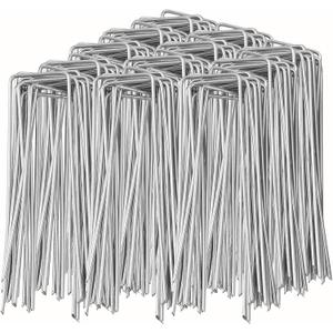 100 Pack Garden Landscape Staples, 6 Inch 11 Gauge Galvanized Garden Stakes Ground U Shaped Landscape Pins to Secure Lawn Fabrics Weed Barrier Covers Ground Cover and Landscaping