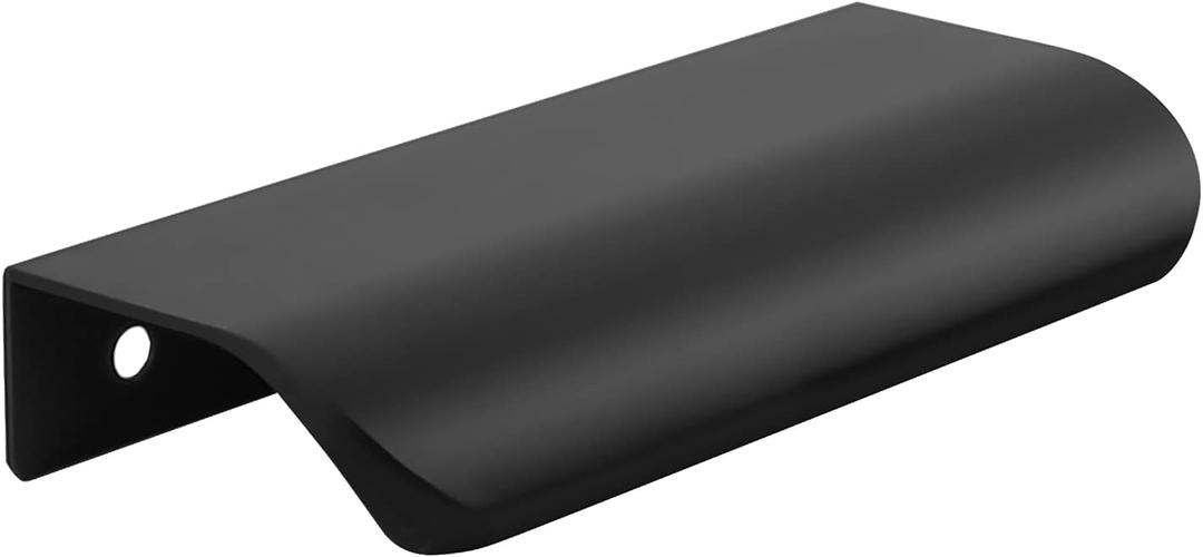 goldenwarm 10 Pack 3 Inch Finger Pulls Black Cabinet Edge Pulls Black Edge Tab Drawer Handles Aluminum Alloy Cabinet Hardware for Kitchen Cupboard (Hole Center:76mm(3in))