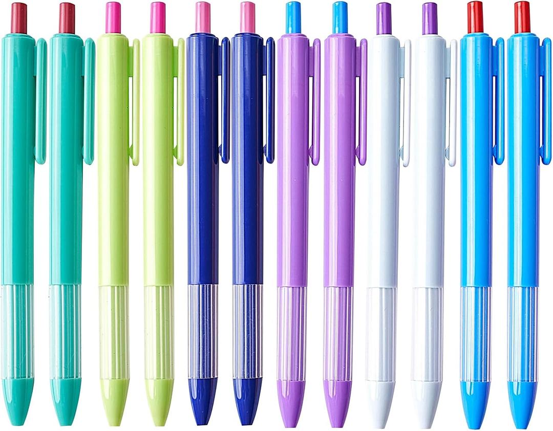 12pcs 1.0mm Black Ink Pens, Smooth Writing Ballpoint & Semi Gel Pens, Soft Silicone Grip Gel Ink Pens, Office School Supplies, Desk Accessories, Personalized Gifts for Men, Dozen Box (Multicolor-Dark)