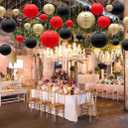 ADLKGG Paper Lanterns Decorations, Red Black Gold Hanging Round Paper Lanterns for Graduation, BBQ Party Supplies, Mickey Mouse Themed Birthday, Pirate Theme Casino Poker Party Decor Set of 21