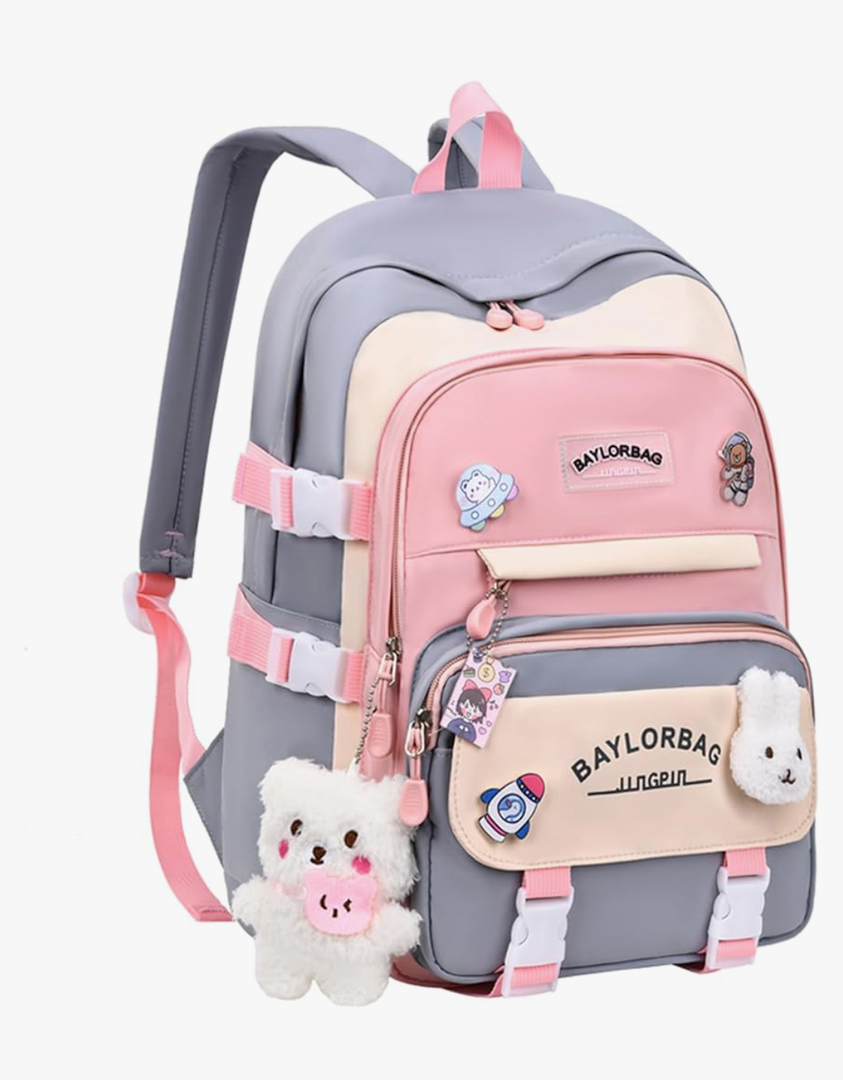 Girls kawaii Backpack for School Aesthetic Backpack for Girls Kids Elementary/Middle School Bag