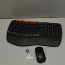 Ergonomic Wireless Keyboard and Mouse Combo, 2.4G Full Size Wave Key Board with Cushioned Palm Rest, Natural Typing, 3 DPI Adjustable Mouse, USB-A & C for Computer/Laptop/Mac/Tablet - Sablute MA31
