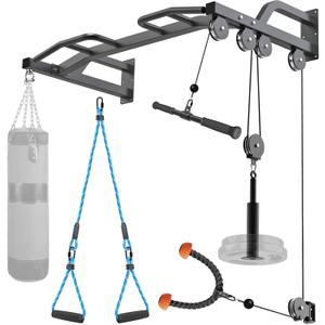 Kipika 48" Wall Mounted Multifunction Cable Pulley System Gym, 48" Wall Mounted Pull Up Bar, Cable Machine LAT Pulldown Attachments, DIY Home Gym Pulley Cable Machine Attachment System, Punching Bag Hanger
