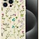 RALEAVO Floral Case for iPhone 15 Pro Max,Liquid Silicone Cover with Cute Flower Branch Pattern for Girls Women Slim Soft Rubber Protective Phone Case for iPhone 15 Pro Max (6.7"),Beige