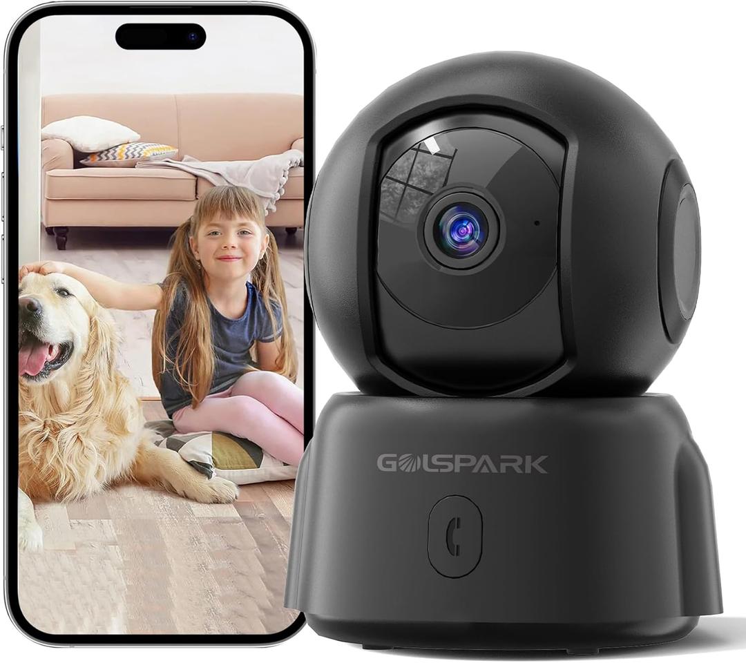 GOLSPARK 2K Indoor Security Camera for Baby Monitor, 2.4GHz WiFi 360 Pet Camera with Night Vision Motion Tracking Detection Two-Way Audio Sleep Mode SD Card Cloud Storage, Black GOLSPARK 2K Indoor Security Camera for Baby Monitor, 2.4GHz WiFi 360 Pet Camera with Night Vision Motion Tracking Detection Two-Way Audio Sleep Mode SD Card Cloud Storage, Black