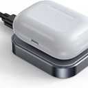 For Airpod Charger, Designed Wireless Charger for Airpods 4(ANC)/3rd/2nd Gen, for New AirPod Pro 3 (2025)/ 2nd Gen, Wireless Earbuds, Slim & Compact for Travel Home Office, (Grey)