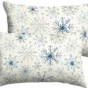 Snowflakes Pillow Covers 12x20 Inch Set of 2, Winter Blue Snowflakes Lumbar Cover,Seasonal Christmas Xmas Decoration for Home Dcor Throw Cushion Case for Sofa Couch