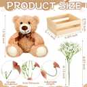 Amyhill 4 Sets Bear Baby Shower Centerpieces Baby Shower Table Decorations with Bears Wooden Crates Bamboo Baskets Artificial Flowers for Birthday Wedding Gender Reveal Party(Classic)