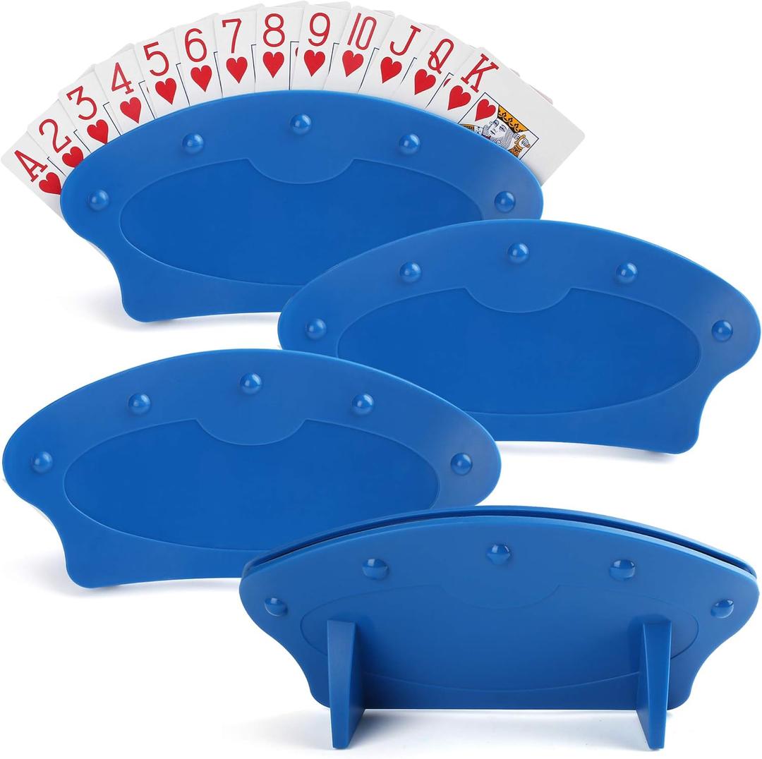 LotFancy Card Holders for Playing Cards, 4-Pack Playing Card Holder for Adults, Kids, Seniors, Plastic, Hands Free, for Family Card Game Nights, Canasta, Poker Parties