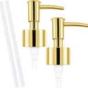 2Pack Gold Soap Dispenser Pump Replacement - Soap Pump for Lotion & Regular Glass Bottles - Soap Pump Dispenser Top Replacement for Soap Dispenser PumpStandard Diameter 28/400 Neck Size