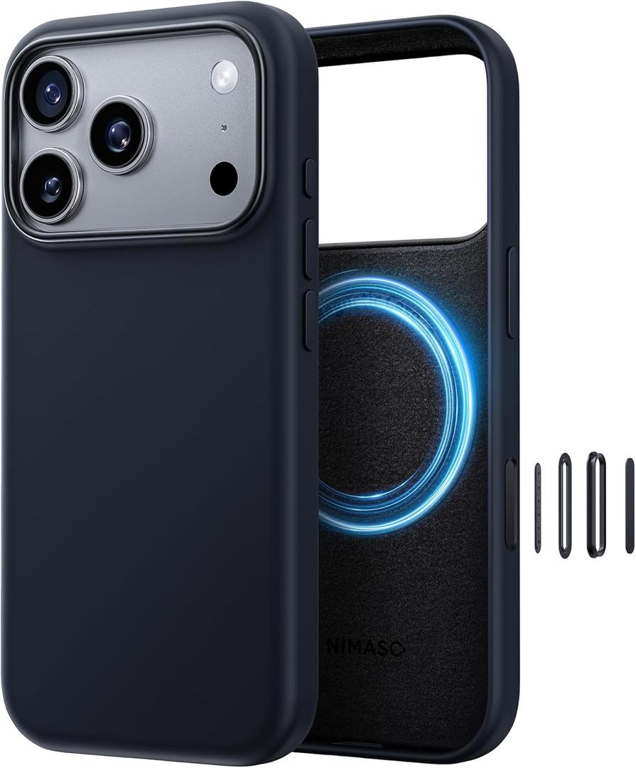 NIMASO for iPhone 17 Pro Max Case Silicone, Compatible with MagSafe, Shockproof Military Grade Protection, Silky Soft Touch, Slim Thin Magnetic Phone Case for iPhone 17 Pro Max, Black