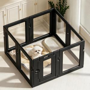 Yunphia Clear Acrylic Indoor Dog Playpen, 8 Panels, 24 in H for Small Dogs