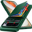 CENMASO for Google Pixel 9 Pro XL Case with Card Holder (4 Cards) Sliding Camera Cover & KickstandRFID Blocking Military Drop Protection & TPU Edge Wallet Case for Pixel 9 Pro XL-Green