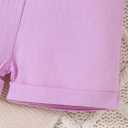Infant Baby Girl Clothe Toddler Outfit Tank Tops Ruffle Sleeveless Shirt Linen Shorts Cute Two Piece Outfit Summer (18-24 Months, Purple)