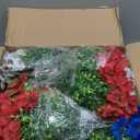 lovemoon 2 Sets Artificial Hanging Pansies Flowers with Baskets, 24 Pcs Faux Patriotic Silk Pansy Outdoor Flower for Porch Patio Garden Home Summer 4th of July Decor (Y/P/W) (2, RedWhiteBlue)