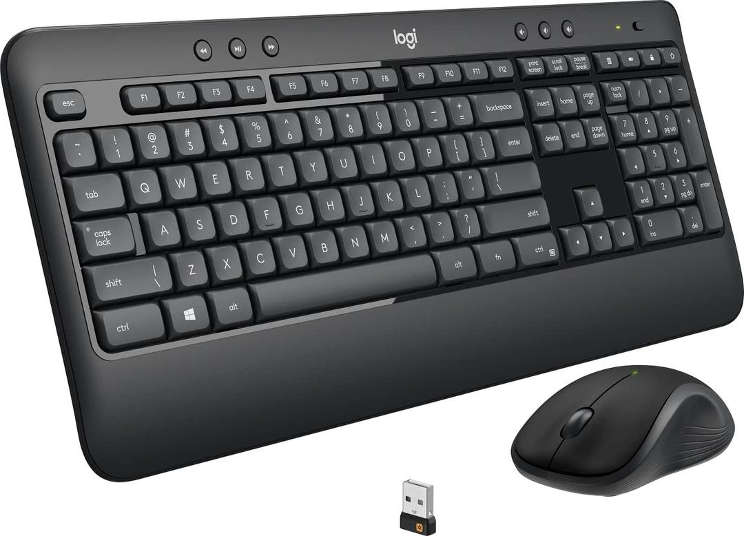 Logitech MK540 Advanced Wireless Keyboard with Wireless Mouse Combo Full Size Keyboard and Mouse, Long Battery Life, Caps Lock Indicator Light, Hot Keys, Secure 2.4GHz Connectivity (MK540)