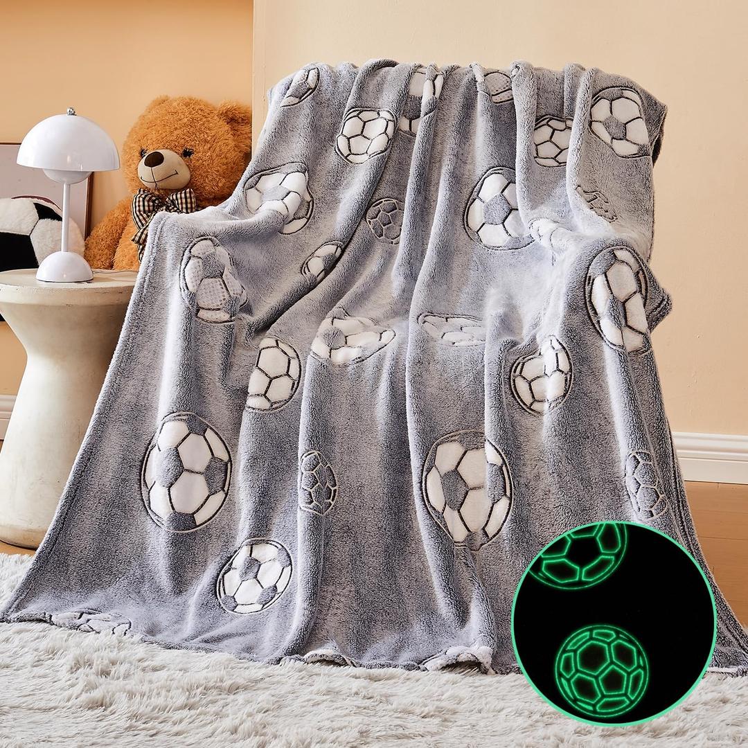 Wajade Soccer Gifts Toys for Boys Girls - Glow in The Dark Soccer Blanket Birthday Christmas Decor for Kids Age 3 4 5 6 7 8 9 10 11 12 Years Old Teens Child Toddler Throw Light Grey 60"x80" Wajade Soccer Gifts Toys for Boys Girls - Glow in The Dark Soccer Blanket Birthday Christmas Decor for Kids Age 3 4 5 6 7 8 9 10 11 12 Years Old Teens Child Toddler Throw Light Grey 60"x80"