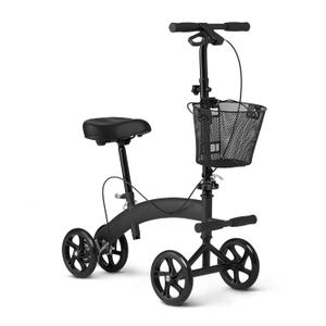 Medline Manual Seated Mobility Scooter Knee Walker, 8 Wheels, 300 lbs. Capacity, Black- for Leg & Foot Injuries, Crutch Alternative, 1 Ct.