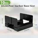 10 Pcs 6x6 Post Base for Concrete, Actual 5.5"x5.5" Wood, Black