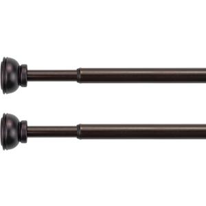 KXLife 2 Pack Spring Tension Curtain Rod, 1/2- inch Decorative Tension Drapery Rod for Window, Caf Rod Bronze, (26-36)