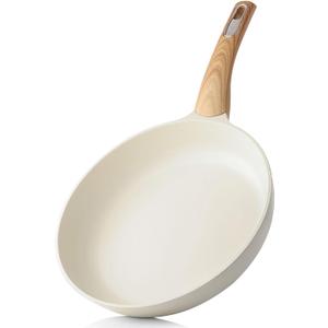 SENSARTE Ceramic Nonstick Frying Pan Skillet 9.5Inch Non Stick Omelette Pans, Non-toxic Healthy Kitchen Cooking Chef's Pan, Free of Intentionally Added PFOA/PFAS/PTFE, Induction Compatible, White