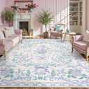 Collive Purple 8X10 Rugs for Living Room, 8x10 Bow and Floral Washable Area Rug Non Slip, Soft Boho Indoor Decor Elegant Carpet for Bedroom Kids Room Nursery Dining Room