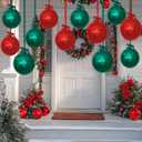 Civaner 26 Sets Large Inflatable Christmas Balls with Hanging Bows 12 Inch Red and Green Inflatable Balls Balloons Xmas Bow Stain Ribbon Christmas Blow up Hanging Ornament for Indoor Outdoor Decor