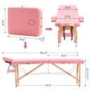 YOUNIKE Massage Table Portable Lightweight 2 Folding Adjustable Lash Facial Tattoo Bed Professional Spa Physical Therapy Home Salon Wooden Frame Pink with Accessories 84.2'' × 23.6'' × 25.2''-33.7'' Pink 