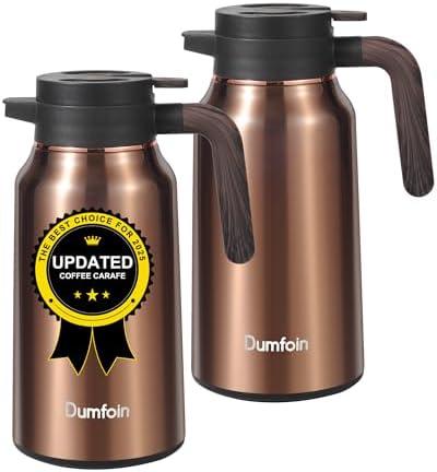 Carafes for Hot Liquids 68 oz - 12 Hour Stainless Steel Thermal Coffee Carafe-Insulated Coffee Carafes For Keeping Hot/Cold Coffee, Tea, Water, Drink Dispenser for Parties(2 gold)