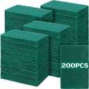 Hoolerry 200 Pcs Heavy Duty Scouring Pads Non Scratch Household Scrub Pads for Cleaning Reusable Pan Scrubber Anti Grease Scrubbing Pads for Dish Kitchen Metal Grills, 4.3 x 3 x 0.3 in (Green)