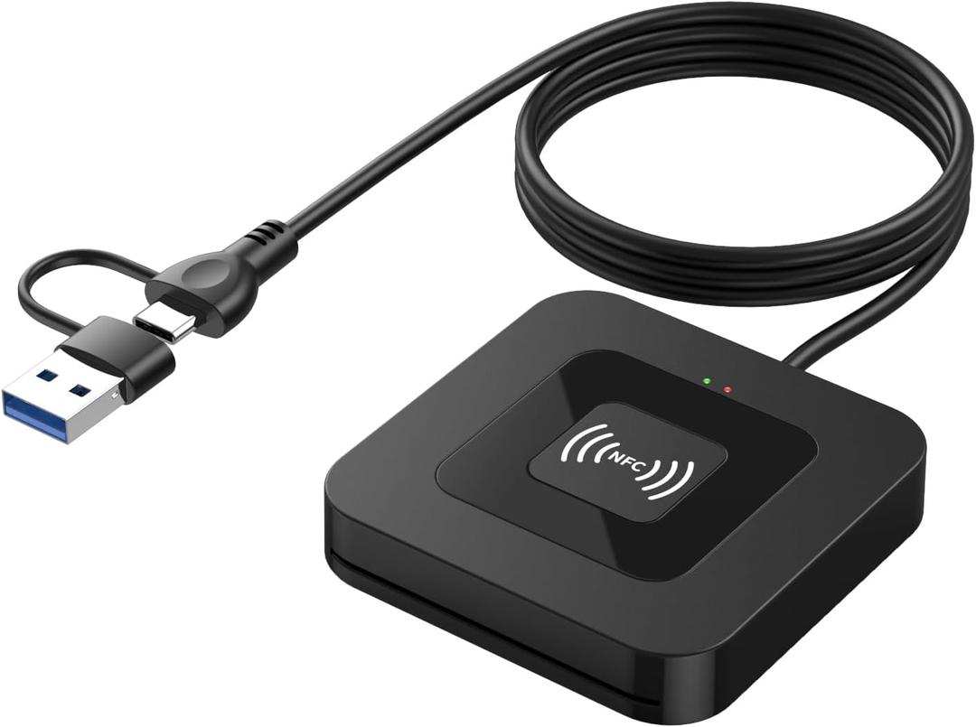 CAC NFC Smart Card Reader Military, Dual Interface USB DOD Military ID/IC Card Reader with Contactless NFC Tap-to-Read, USB C Adapter Compatible with Windows, Linux, MacOS