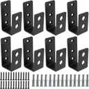 8 Pack Door Barricade Brackets, Open Bar Holder U Bracket with Screws and Anchors, Heavy Duty Security Holder Bracket Stopper Tool Hanger for Barn, Shed, Garage Doors, Fits 2x4 Boards