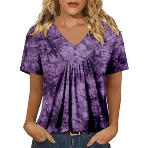 KISSMODA Womens Tops Short Sleeve Plus Size Tunic Top Casual Shirt O-neck Boho Blouse Summer Basic Tunics Tops for Woman Medium