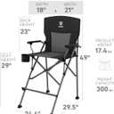 EVER ADVANCED Tall Camping Directors Chair with Cup Holder 31", Bar Height Folding Chair for Camping, Sports with Carry Bag, Mesh Pockets and Footrest, Heavy Duty 300 lbs, Black