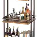 3-Tier Rolling Serving Bar Cart, Wood and Metal Kitchen Island Storage Cart with Wheels, Multifunction Utility Cart Storage Rack for Home, Kitchen, Bar, Dinning Room, Living Room (Brown)