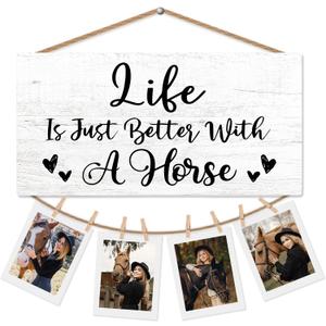 Horse Gifts Picture Frame Photo Holder for Wall, Horses Gift for Women Men Horses Lover Horses Rider, Animals Memorial Gifts Hanging Photo Display