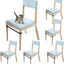 Kigley 6 Pcs Plastic Chair Covers for Dining Room Chairs Clear Plastic Seat Covers Water Stain Kitty Scratch Resistant PVC Waterproof Chair Protector with Adjustable Belt Strap for Most 18"- 20" Seats