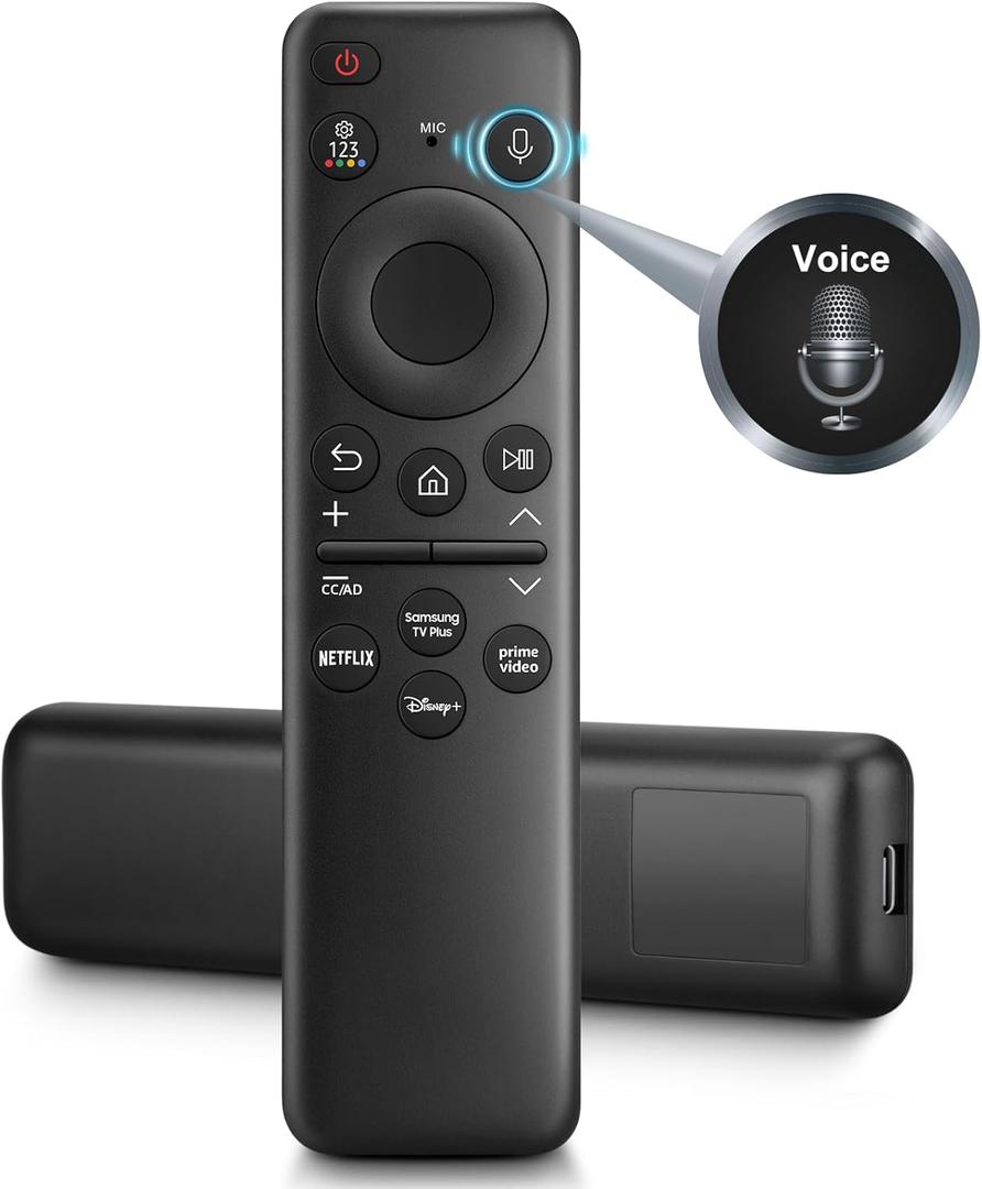Rechargeable Voice Remote for Samsung OLED Neo QLED Crystal UHD Frame Solar CU8000 DU8000 CU7000 DU7200 Q60C/D Q70C/D Q80C/D QN85C/D QN90C 4K 8K Smart TV Remotes Control Replacement BN59-01432A