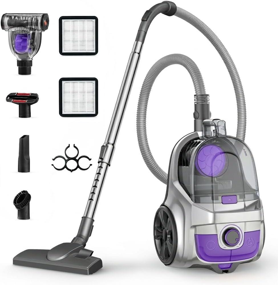 Aspiron Canister Vacuum, Upgraded 1600W Bagless Canister Vacuum Cleaner