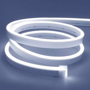 Lamomo White Led Strip Lights, 16.4ft/5m Neon Light Strip, 12V Flex Waterproof Neon LED Strip Silicone LED Neon Rope Light for Kitchen Bedroom Indoor Outdoor Decoration, Power Adapter not Included, White 