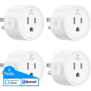 EIGHTREE Smart Plugs Compatible with Alexa Only, Voice Control, Outlet Timer, 10A Smart Outlet, White