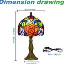 Tiffany Style Lamp Rose Flower Stained Glass Table Lamp red Rose 8X8X14 Inches Home Office Desk Lamp Lights Decorate Gift Include Light Bulb