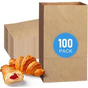 Brown Paper Bags, 2lb 100 Count Mini Paper Lunch Bags Bulk Disposable Recycled Sandwich Snacks Sack Lunch Size for Kids, Grocery Food Shopping Craft Bag for Small Business Size3