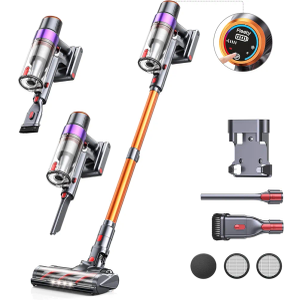 Cordless Vacuum Cleaner, 450W/40KPA 55 Mins Stick Vacuum Cleaner with LED Touch Display, Lightweight Handheld Vacuum Cleaners for Home, Carpet, Pet Hair and Hardwood Floors